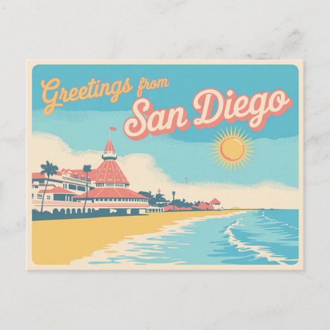 Carte postale vintage San Diego | Salutations de (Devant)