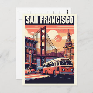 Carte Postale Vintage San Francisco, CA vieux bus sur les cadeau