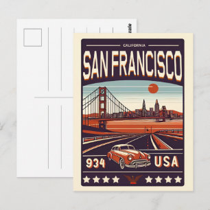 Carte Postale Vintage San Francisco classique voiture, cadeau de