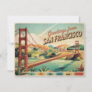 Carte postale vintage San Francisco Salutations