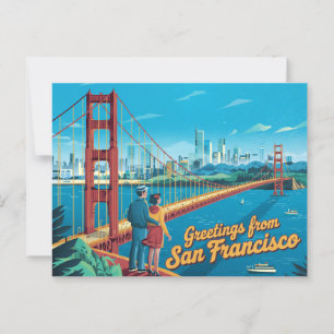 Carte postale vintage San Francisco Salutations