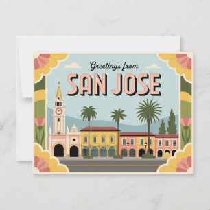 Carte postale vintage San Jose Salutations de