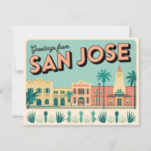 Carte postale vintage San Jose Salutations de