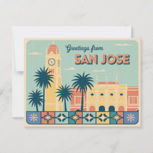 Carte postale vintage San Jose Salutations de