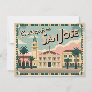 Carte postale vintage San Jose Salutations de