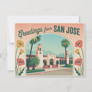 Carte postale vintage San Jose Salutations de