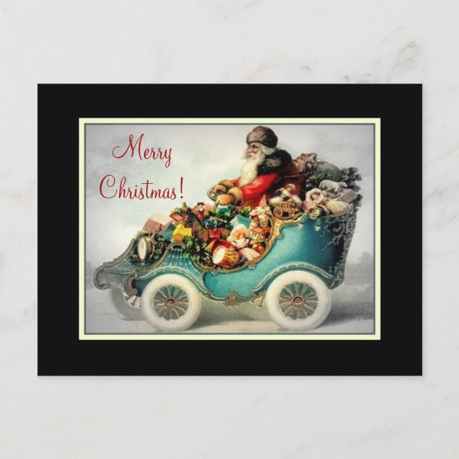 Carte postale Vintage Santa Car Sleigh (Devant)