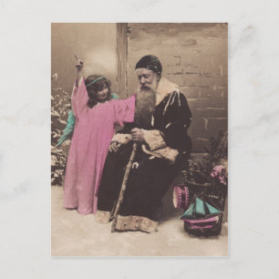 Carte postale vintage Santa Claus Pere Noel & Ange