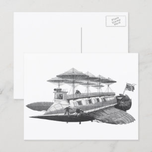 Carte Postale Vintage Science Fiction Steampunk Airship Eclipse