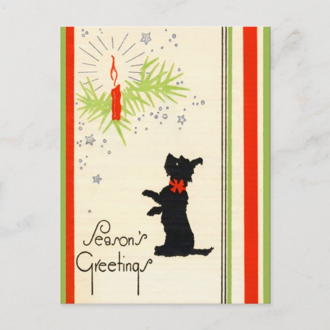 Carte postale vintage Scottie Dog Christmas (Devant)