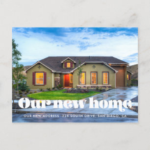 Carte Postale Vintage script rétro photo déplacement faire-part