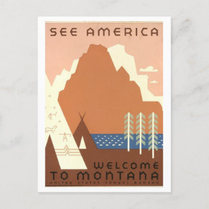 Carte Postale Vintage "See America" Montana Affiche de voyage