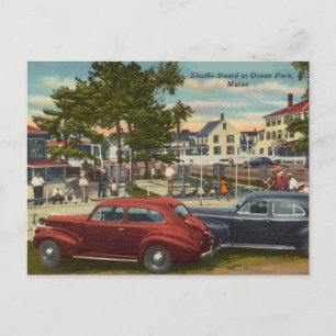 Carte Postale Vintage Shuffboard, Ocean Park, Maine Cars