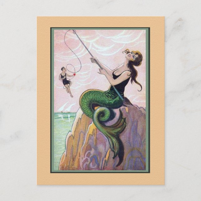 Carte Postale Vintage Sirène romantique (Devant)