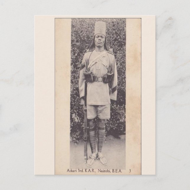 Carte Postale Vintage, soldat du Commonwealth, Nairobi, Kenya (Devant)