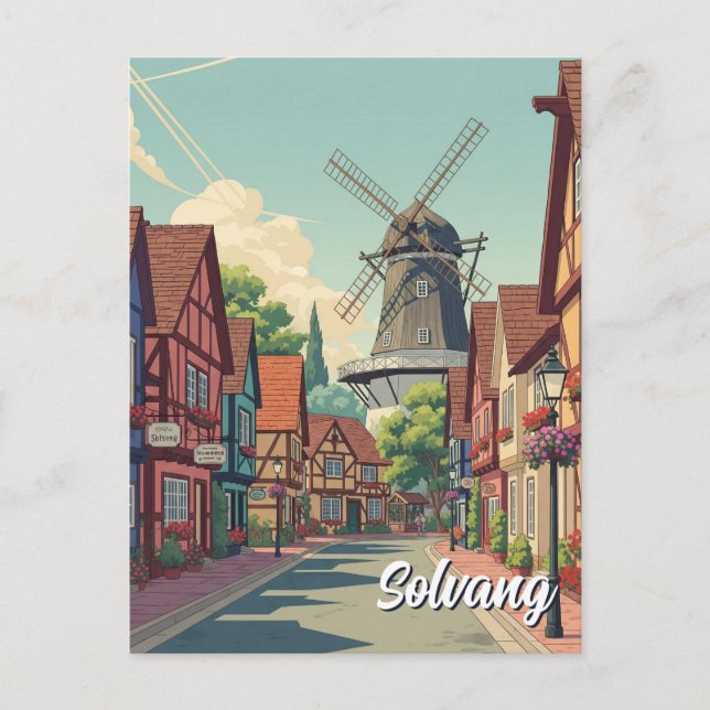 Carte Postale Vintage Solvang Californie (Devant)