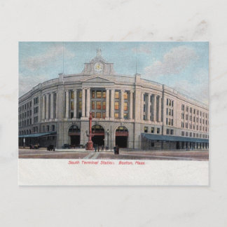 Carte Postale Vintage South RR Station Boston MA