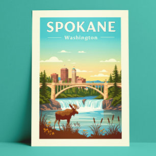 Carte Postale Vintage Spokane Washington