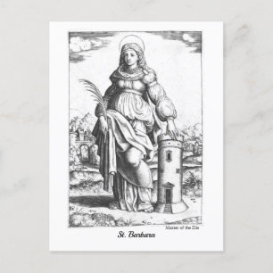 Carte Postale Vintage St Barbara Médiéval Saint Art Coloration