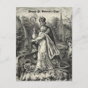 Carte Postale Vintage St. Patrick chasse serpents hors d'Irlande