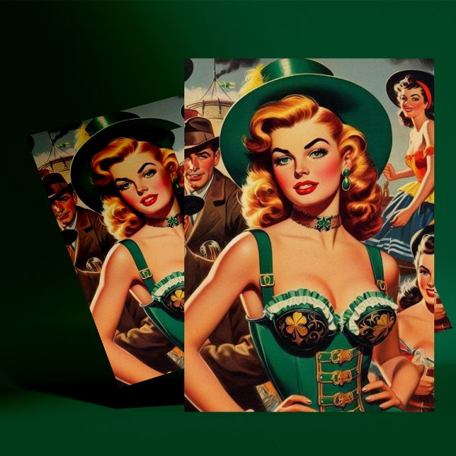 Carte Postale Vintage St. Patrick's Day Pin Up (Créateur téléchargé)