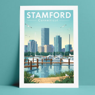 Carte Postale Vintage Stamford Connecticut