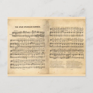 Carte Postale Vintage Star Spanglisé Bannière Partition Lyrics