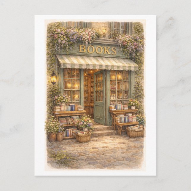 Carte Postale Vintage-Style Bookstore  (Devant)