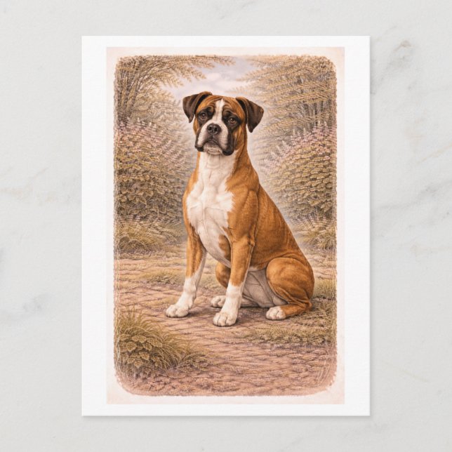 Carte Postale Vintage-Style Boxer Dog (Devant)