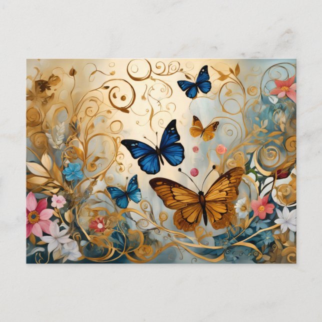 Carte Postale Vintage Style Butterfly # 4 (Devant)
