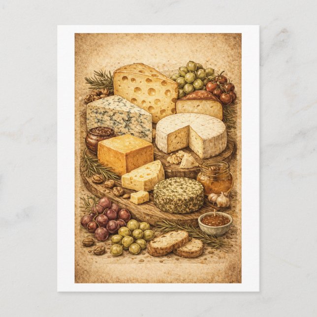 Carte Postale Vintage-Style Cheese Board (Devant)