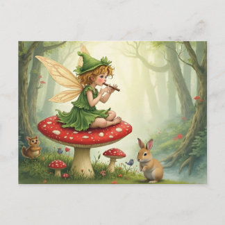 Carte Postale Vintage Style Fairy Tale Flautist