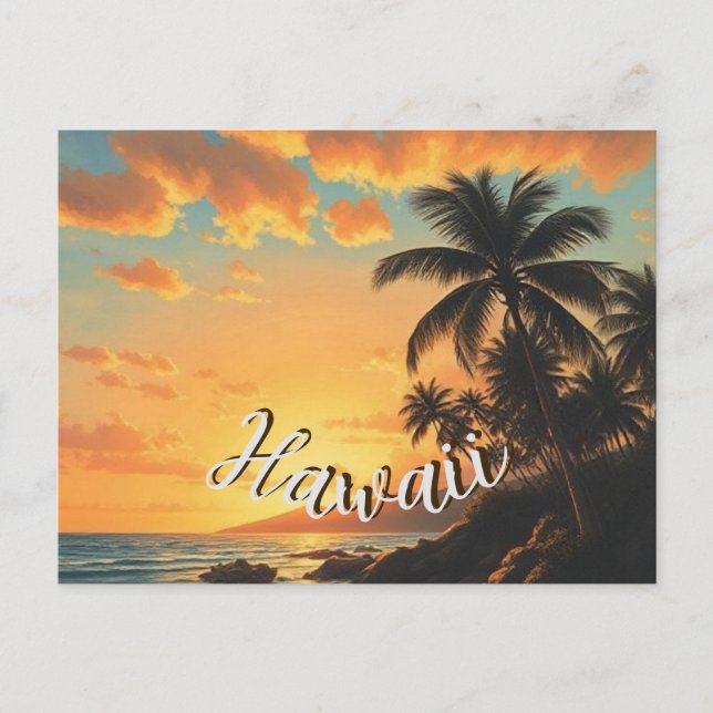 Carte Postale Vintage Style Hawaiian Travel Coast Sea Sunset (Devant)