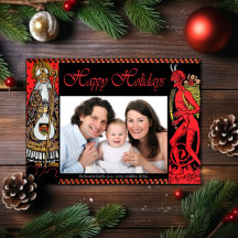 Carte postale vintage Style Krampus Family Holiday
