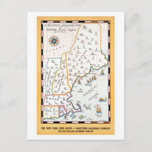Carte Postale Vintage Summer Play Land New England Travel Poster