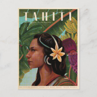 Carte Postale Vintage Tahiti Island girl