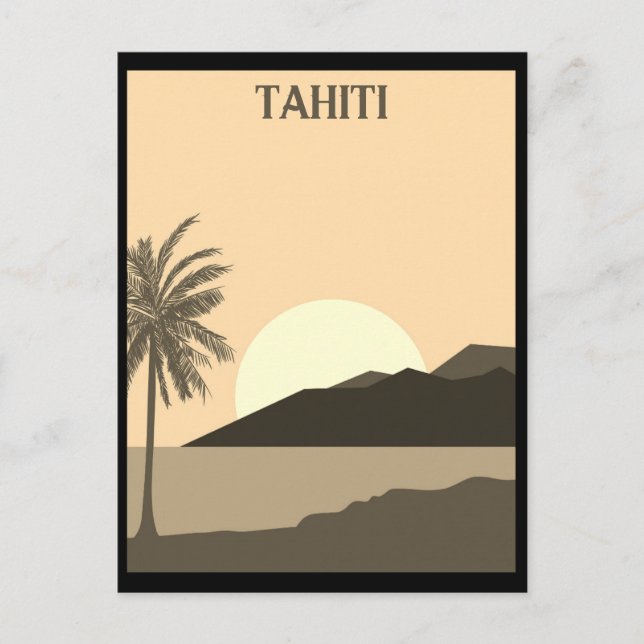 Carte Postale Vintage Tahiti Tropical Beach Ocean Travel (Devant)