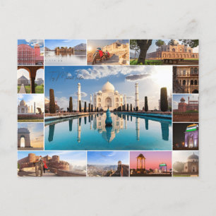 Carte Postale Vintage Taj Mahal, Inde Voyage aquarelle rétro