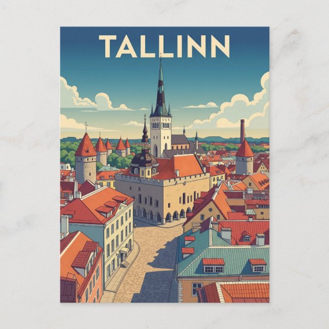 Carte Postale Vintage Tallinn Estonie Voyage (Devant)