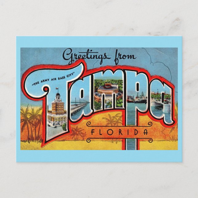 Carte Postale Vintage Tampa Floride (Devant)