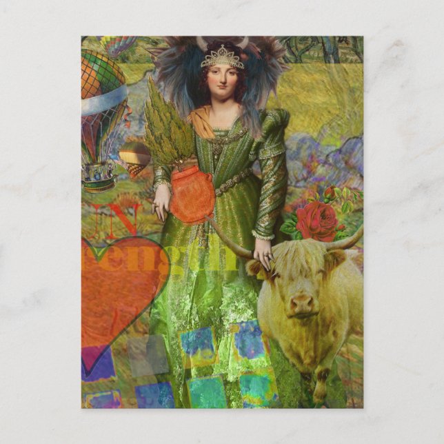 Carte Postale Vintage Taurus Classique Femme Portrait Art gothiq (Devant)