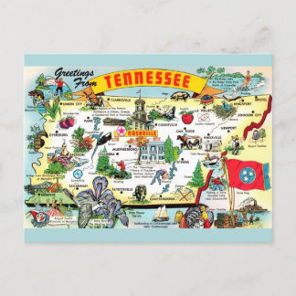 Carte postale vintage Tennessee Map