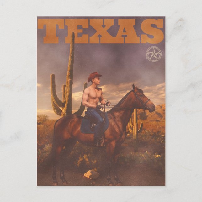 Carte Postale Vintage Texas Cowboy Poster (Devant)