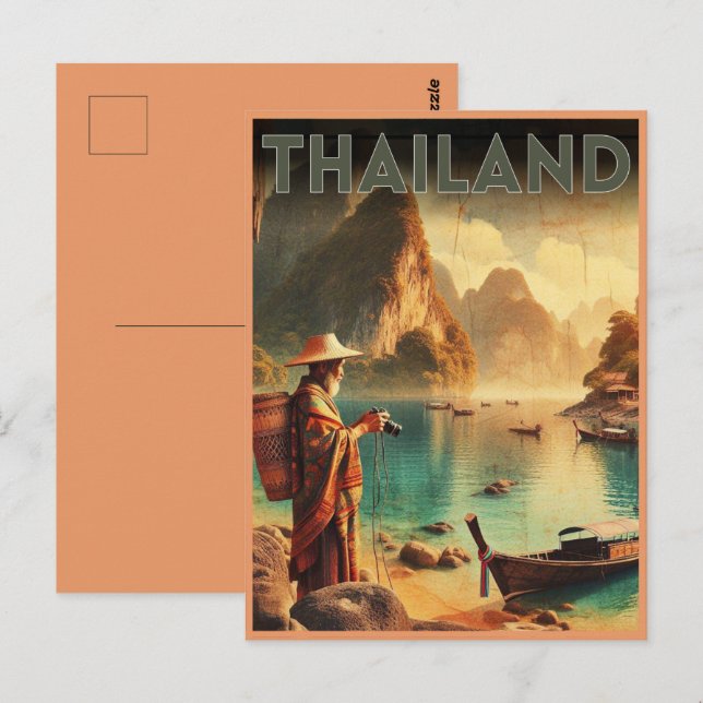 Carte Postale Vintage Thaïlande Voyage vieux cadeaux (Devant / Derrière)