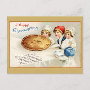 Carte Postale Vintage Thanksgiving mignon poème à tarte drôle