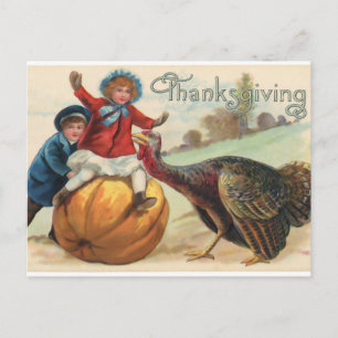 Carte Postale Vintage "Thanksgiving"   Scène d'automne pour les 