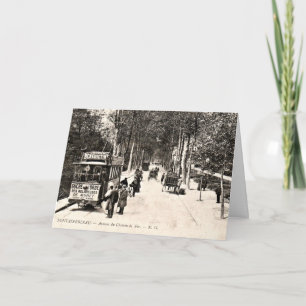 Carte postale vintage, Tramway à Fontainbleau