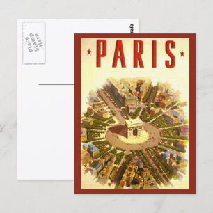 Carte Postale Vintage Travel, Arc de Triomphe Paris France
