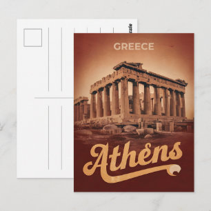 Carte Postale vintage Travel Athènes capitale de la Grèce cadeau