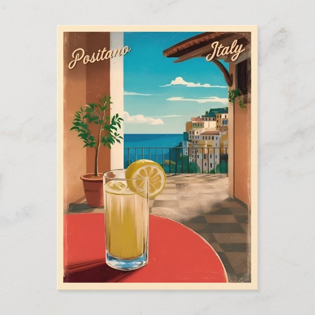 Carte Postale Vintage Travel Positano Italie Scène rétro